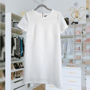 Maggy London Shift Dress White Textured Check Bridal Shower Vacation